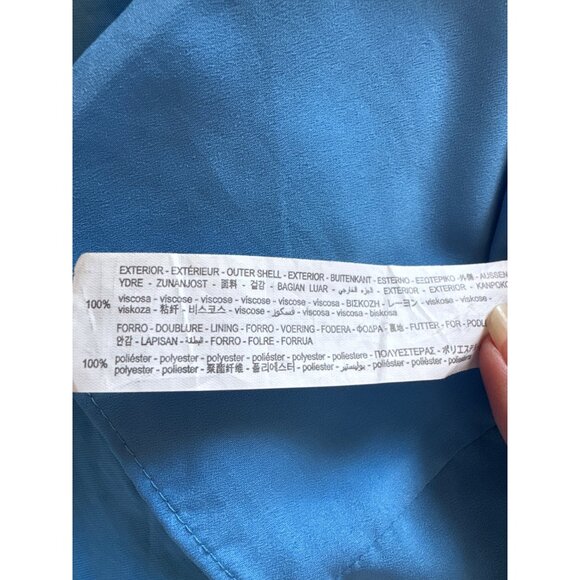 Zara Womens Blue Wrap Dress With Belt Sz M Viscose Chic Street Style Silky Feel - Picture 4 of 10